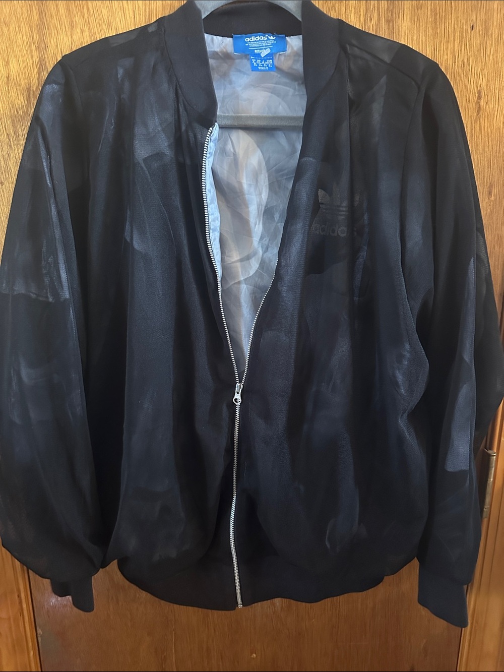 adidas Black Mesh Bomber Jacket with Zip